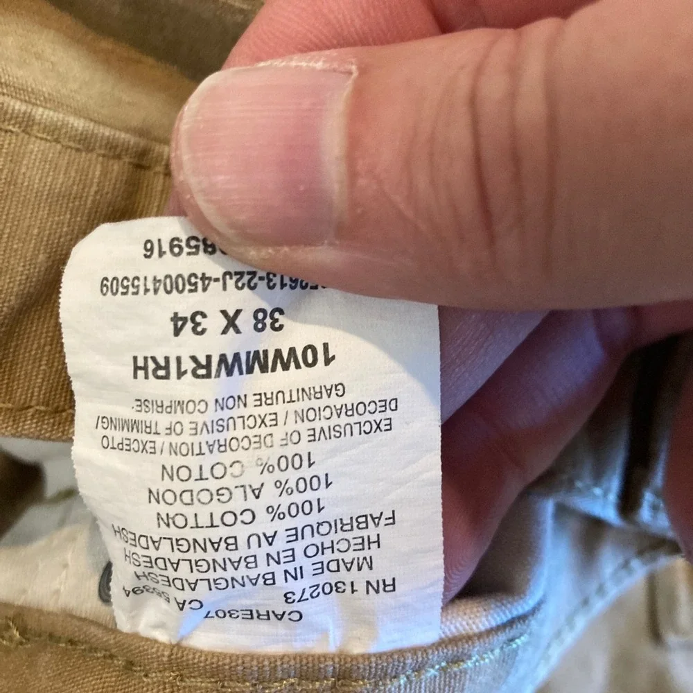 Wrangler Workwear Pants Mens‎ 38x34 (Fit 38x32) Tan Ripstop Cargo Double Knee